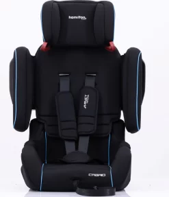 Hamilton By Yoop Cabrio Premium Opvouwbare Autostoel – Veilig, Comfortabel En Lichtgewicht Autozitje – Groep I, II, III Autostoeltje Voor 9 Maanden Tot 12 Jaar – Neon Blauw – ISOFIX Kliksysteem - 1e Opvouwbare Autostoel Ter Wereld - Zwart/Neon Blauw -Baby Comfort Outlet Winkel 1034x1200 1