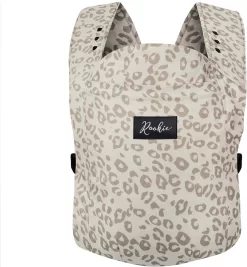ROOKIE Baby Premium Draagzak- Design Buikdrager - Comfortabel En Ergonomisch - Pasgeboren Babydrager - Peuterdrager - Biologisch Katoen - Super Zacht - Unisex: Voor Mama En Papa (Leoprint Beige)