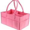 Merkloos Luiertas Vilt - Roze - Vilt - 32 X 22 X 19 Cm - Luier Organizer - Draagbare Organiser Met Handige Vakken - Verzorgingstas