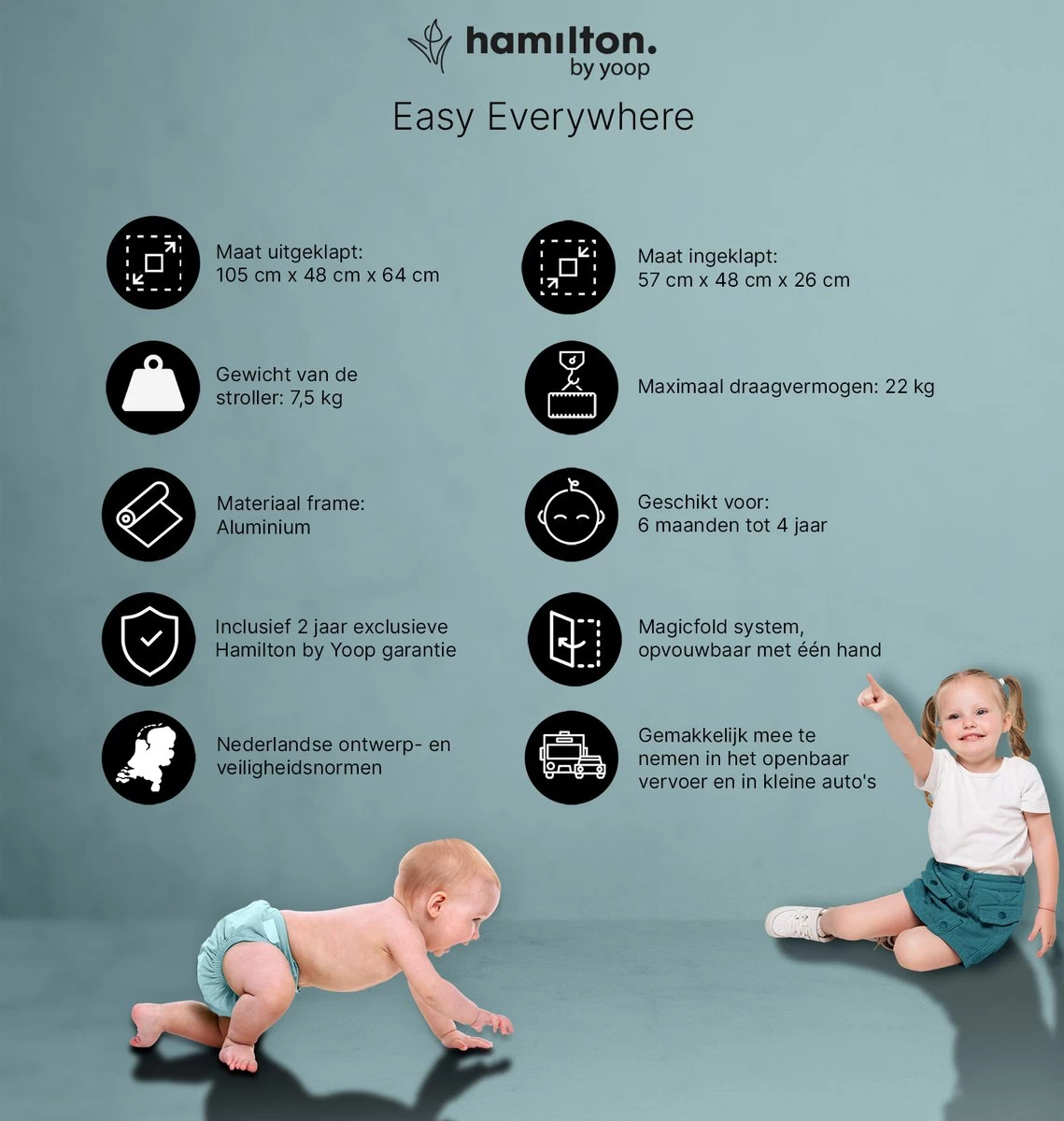 Hamilton By Yoop X1 Plus Buggy – Nieuw, Hoger, Uitgebreider 2023 Model – Premium Stroller Met One Hand Folding Technologie – Zwart – Lichte, Verstelbare En Wendbare Kinderwagen Met Vele Gemakken 3 Hamilton By Yoop X1 Plus Buggy – Nieuw, Hoger, Uitgebreider 2023 Model – Premium Stroller Met One Hand Folding Technologie – Zwart – Lichte, Verstelbare En Wendbare Kinderwagen Met Vele Gemakken - Afbeelding 3