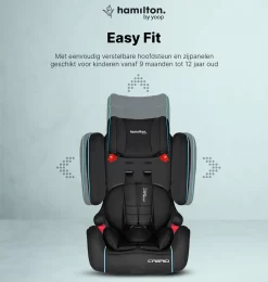 Hamilton By Yoop Cabrio Premium Opvouwbare Autostoel – Veilig, Comfortabel En Lichtgewicht Autozitje – Groep I, II, III Autostoeltje Voor 9 Maanden Tot 12 Jaar – Neon Blauw – ISOFIX Kliksysteem - 1e Opvouwbare Autostoel Ter Wereld - Zwart/Neon Blauw -Baby Comfort Outlet Winkel 1139x1200 8