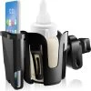 BOTC 2 In 1 Bekerhouders & Telefoonhouder - Cup Organizer Voor Kinderwagen, Fiets, Rolstoel, Walker - Zwart