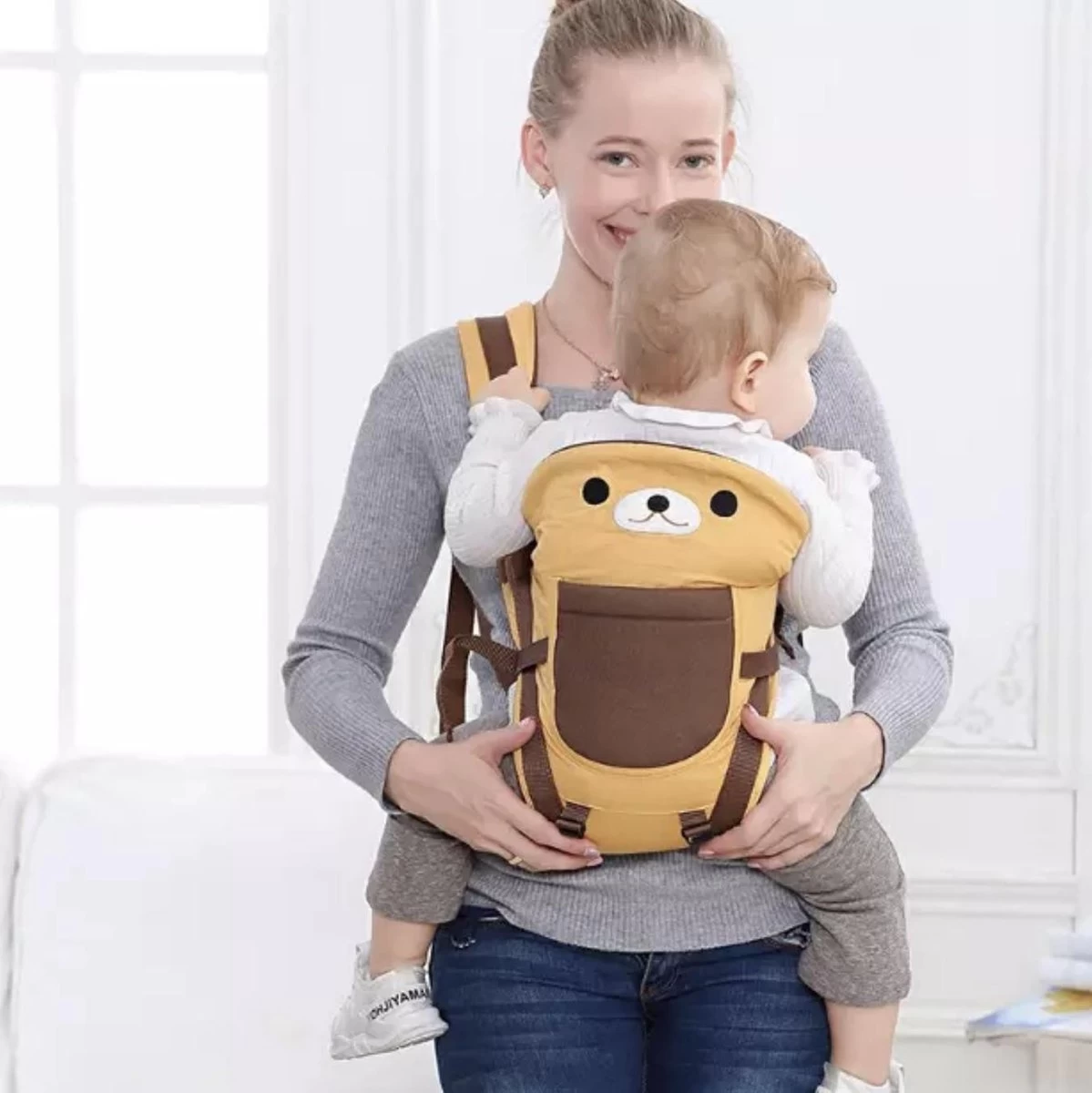 Baby Draagzak - Buik/Rug Babydrager Met Zacht Zitje (0-36 Maanden) - Bruine Beer 6 Baby Draagzak - Buik/Rug Babydrager Met Zacht Zitje (0-36 Maanden) - Bruine Beer - Afbeelding 6