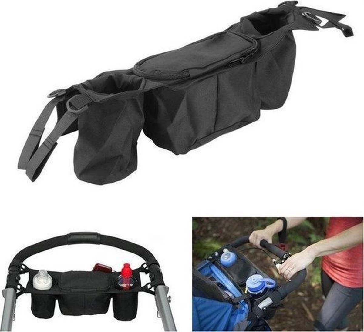 GoedHandel - Organizer Kinderwagen - Bekerhouder - Flessenhouder - Luiertas Kinderwagen - Universeel - Buggy Organizer - Fleshouder 2 GoedHandel - Organizer Kinderwagen - Bekerhouder - Flessenhouder - Luiertas Kinderwagen - Universeel - Buggy Organizer - Fleshouder - Afbeelding 2