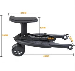 Merkloos Happyment® Universeel Meerijdplankje - Met Zitting - Voor Kinderwagen - Buggyboard - Zwart -Baby Comfort Outlet Winkel 1200x1137 1