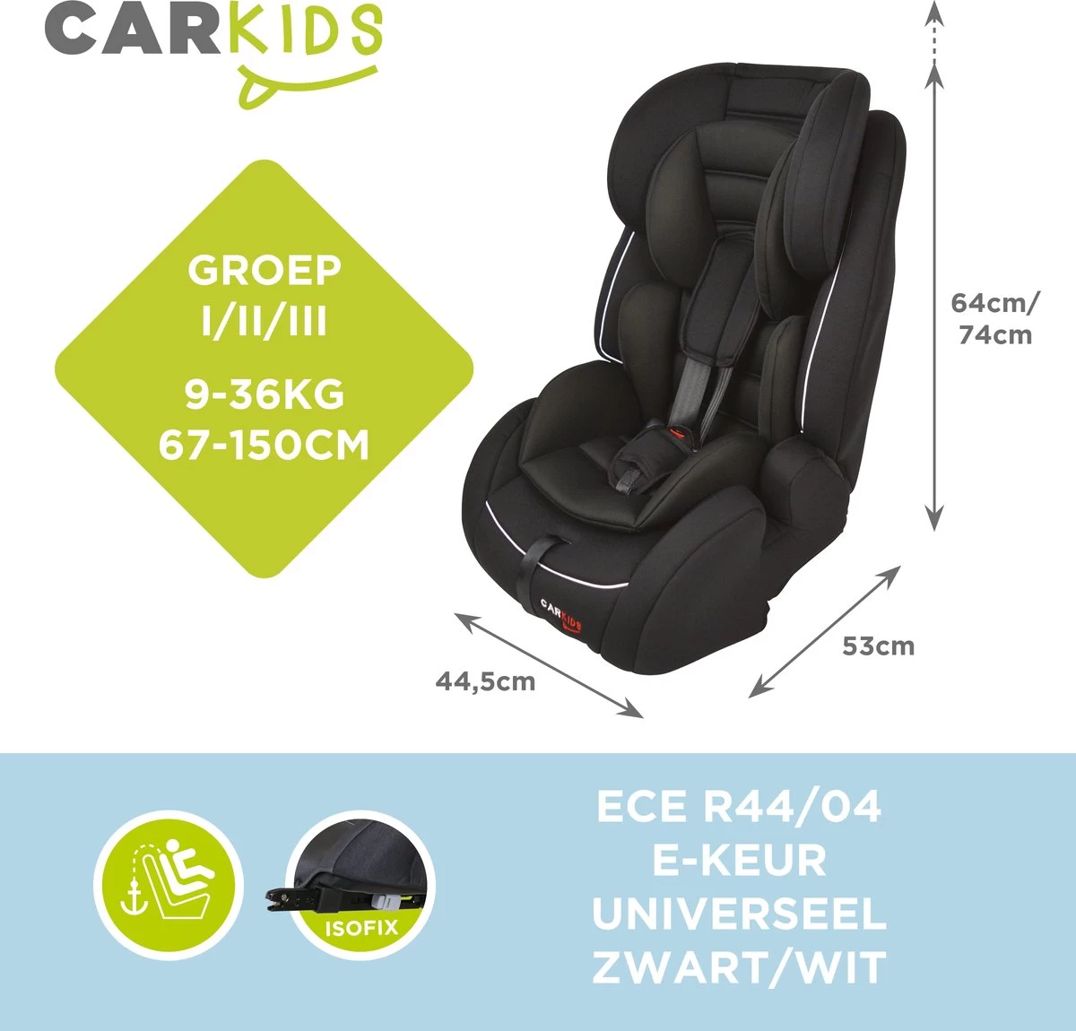 Carkids Verstelbaar Kinderautostoeltje Zwart En Wit | Kinderautostoel Groep 1-2-3 Met Isofix En Top Tether Connector | Kinderen Van 9 Maanden -12 Jaar | 9-36 Kg 3 Carkids Verstelbaar Kinderautostoeltje Zwart En Wit | Kinderautostoel Groep 1-2-3 Met Isofix En Top Tether Connector | Kinderen Van 9 Maanden -12 Jaar | 9-36 Kg - Afbeelding 3