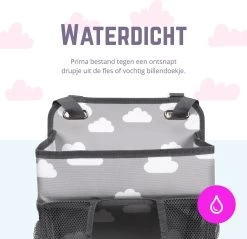 Casteleyn - Luier Organizer - Luiertas - Commodemandjes - Luierzak - Extra Ruim - Verstelbaar - Waterdicht - Wolkjes -Baby Comfort Outlet Winkel 1200x1162