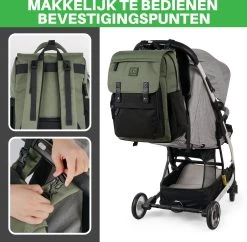 Brisby Slijtvaste Luiertas – Verzorgingstas - Two Tone Groen En Zwart - Inclusief Verschoonmatje - Isoleervakken - Met Geïntegreerde Kinderwagen Haken -Baby Comfort Outlet Winkel 1200x1174 2