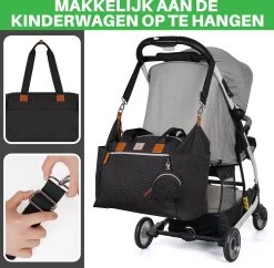 Brisby Slijtvaste Luiertas - Verzorgingstas Groot -Zwart - Inclusief Verschoonmatje - Isoleervakken - Fopspeen Houder - Makkelijk Te Bevestigen Aan De Kinderwagen -Baby Comfort Outlet Winkel 1200x1174 3