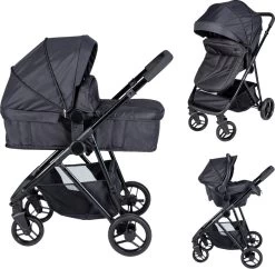 Bebies First Combi 3 In 1 Kinderwagen Optima- Zwart - Inc. Reiswieg, Zitting & Autostoel