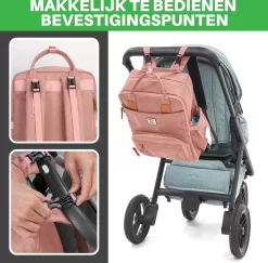 Brisby Slijtvaste Luiertas – Verzorgingstas – Met Buggymontage - Roze -Baby Comfort Outlet Winkel 1200x1181 2