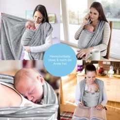 Makimaja Baby Sling - Licht Grijs Met Sterren - Hoge Kwaliteit 100% Natuurlijk Katoen Baby Sling - Baby Sling Pasgeborene En Baby's Tot 15 Kg - Plus Inclusief: Baby Slabbetje -Baby Comfort Outlet Winkel 1200x1200 1124