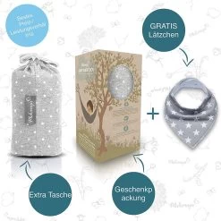 Makimaja Baby Sling - Licht Grijs Met Sterren - Hoge Kwaliteit 100% Natuurlijk Katoen Baby Sling - Baby Sling Pasgeborene En Baby's Tot 15 Kg - Plus Inclusief: Baby Slabbetje -Baby Comfort Outlet Winkel 1200x1200 1126