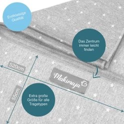 Makimaja Baby Sling - Licht Grijs Met Sterren - Hoge Kwaliteit 100% Natuurlijk Katoen Baby Sling - Baby Sling Pasgeborene En Baby's Tot 15 Kg - Plus Inclusief: Baby Slabbetje -Baby Comfort Outlet Winkel 1200x1200 1127