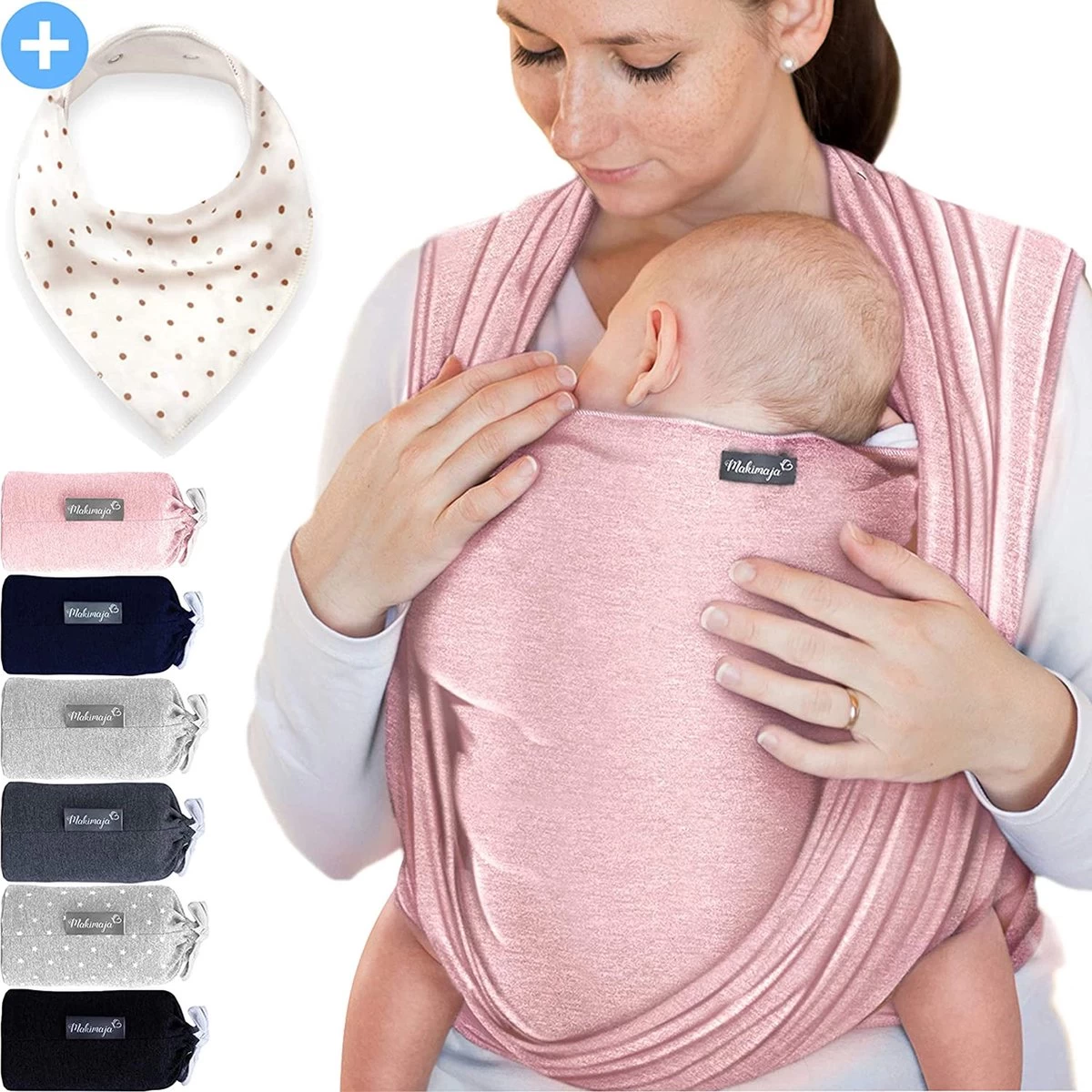 Makimaja Baby Sling - Roze - Hoge Kwaliteit 100% Natuurlijk Katoen Baby Sling - Baby Sling Pasgeborene En Baby's Tot 15 Kg - Plus Inclusief: Baby Slabbetje 1 Makimaja Baby Sling - Roze - Hoge Kwaliteit 100% Natuurlijk Katoen Baby Sling - Baby Sling Pasgeborene En Baby's Tot 15 Kg - Plus Inclusief: Baby Slabbetje