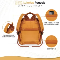 NanaBeebi Luiertas Rugzak Met Verschoonmatje - Cognac - Inclusief Flessenwarmhouder - Kinderwagenhaken En Isoleervak -Baby Comfort Outlet Winkel 1200x1200 205