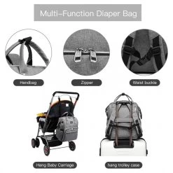 Miss Lulu Luiertas Rugzak - Luiertas Met USB Oplaadstation - Baby Tas Inclusief Buggy En Kinderwagen Haken - Grijs (E6705USB GY) -Baby Comfort Outlet Winkel 1200x1200 210