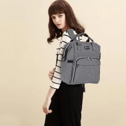 Miss Lulu Luiertas Rugzak - Luiertas Met USB Oplaadstation - Baby Tas Inclusief Buggy En Kinderwagen Haken - Grijs (E6705USB GY) -Baby Comfort Outlet Winkel 1200x1200 213