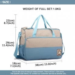 Miss Lulu Luiertas - 5-delige Verzorgingstas Set - Lichtblauw (9026 BE) -Baby Comfort Outlet Winkel 1200x1200 216