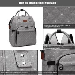 Miss Lulu Luier- En Verzorgingstas Rugzak - Grijs (E6705 D2-GY) -Baby Comfort Outlet Winkel 1200x1200 233