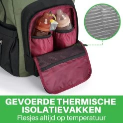 Brisby Slijtvaste Luiertas – Verzorgingstas - Two Tone Groen En Zwart - Inclusief Verschoonmatje - Isoleervakken - Met Geïntegreerde Kinderwagen Haken -Baby Comfort Outlet Winkel 1200x1200 271