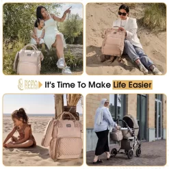 NanaBeebi Luiertas Rugzak Met Verschoonmatje - Beige Taupe - Inclusief Flessenwarmhouder - Kinderwagenhaken En Isoleervak -Baby Comfort Outlet Winkel 1200x1200 311