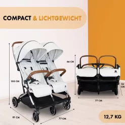 Deryan Luxe Rolo X2 Dubbele Buggy - Duo Buggy - Creme -Baby Comfort Outlet Winkel 1200x1200 563