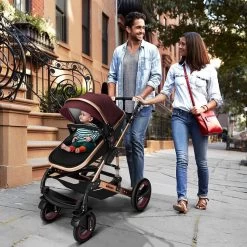 KIDUKU- 3 In 1 Combi-kinderwagen- Bordeaux- Zwart-goud- Buggy Incl. Autostoeltje-regenhoes- Inklapbaar -Baby Comfort Outlet Winkel 1200x1200 635