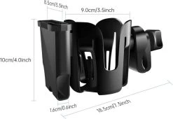 BOTC 2 In 1 Bekerhouders & Telefoonhouder - Cup Organizer Voor Kinderwagen, Fiets, Rolstoel, Walker - Zwart -Baby Comfort Outlet Winkel 1200x828 3