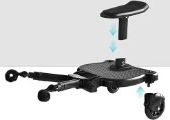 Merkloos Meerijdplankje - Kinderwagen - Buggy - KANT EN KLAAR - Al In Elkaar Gezet! - Met Zitje Voor Uw Kind - Zwart -Baby Comfort Outlet Winkel 1200x844 3