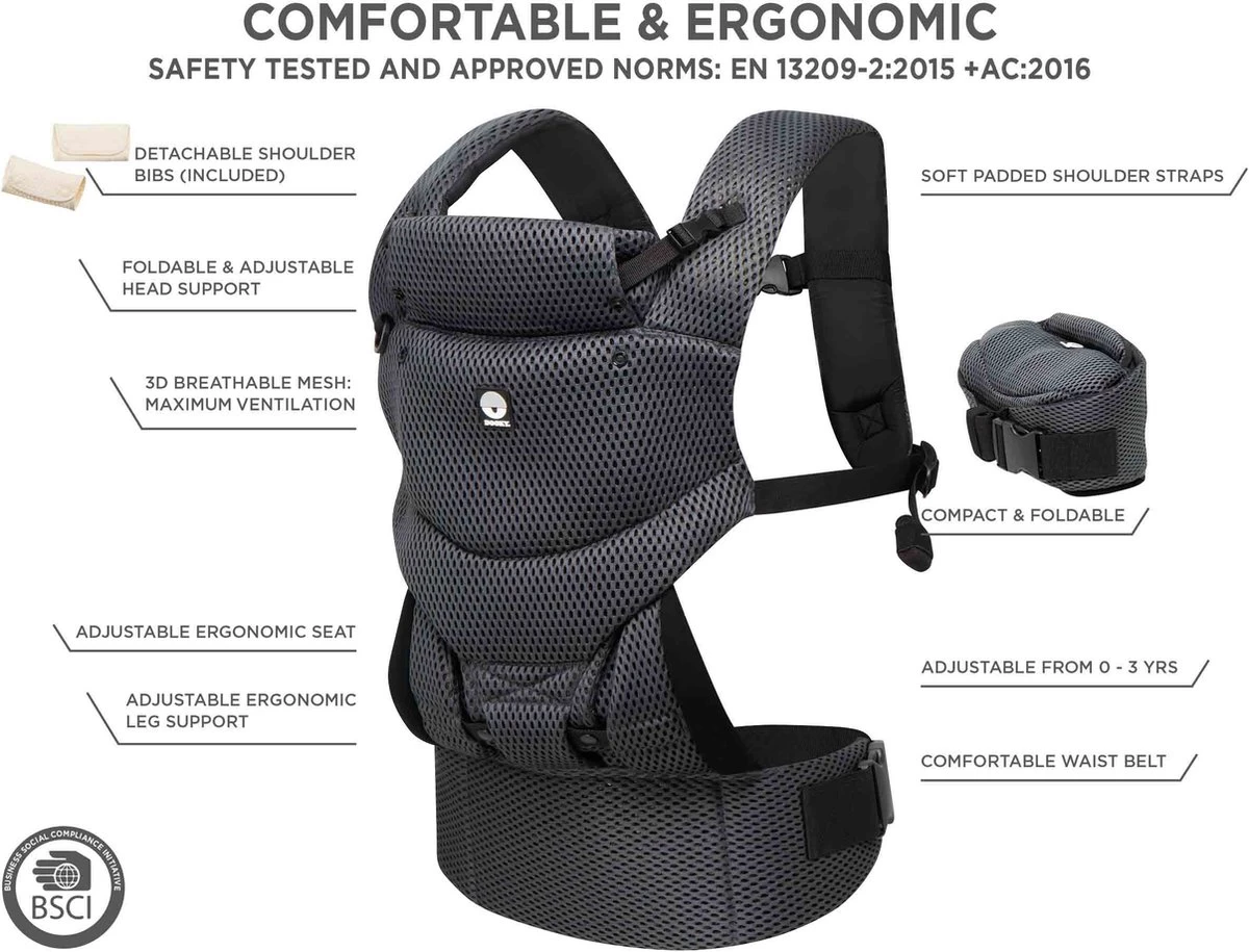 Dooky Ergonomische Draagzak Urban Comfort Grey Sapphire 11 Dooky Ergonomische Draagzak Urban Comfort Grey Sapphire - Afbeelding 11