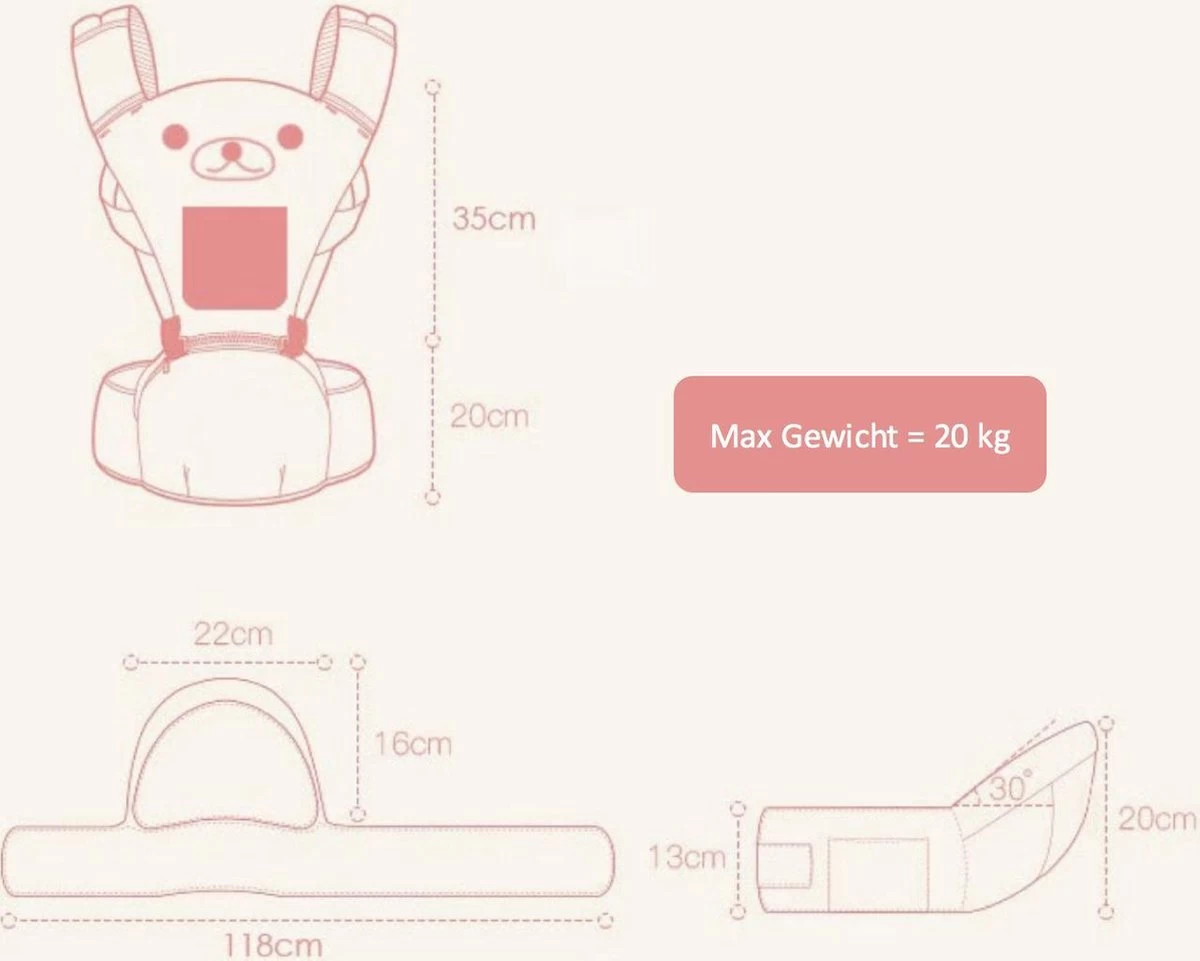 Baby Draagzak - Buik/Rug Babydrager Met Zacht Zitje (0-36 Maanden) - Bruine Beer 3 Baby Draagzak - Buik/Rug Babydrager Met Zacht Zitje (0-36 Maanden) - Bruine Beer - Afbeelding 3