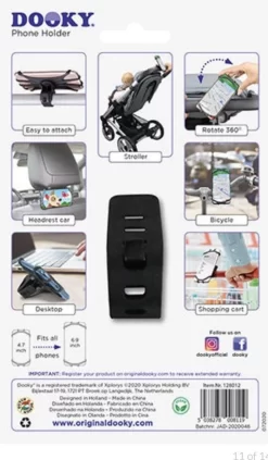 Dooky Telefoonhouder Smartphone Telefoon Houder 360* Rotatie Universeel Kinderwagen Fiets Zwart -Baby Comfort Outlet Winkel 701x1200