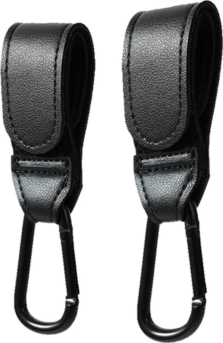 Merkloos Kinderwagen Haak Set Van 2 PU Leer Zwart -Verstelbare Buggy Haak - Luiertas Hangers Met Klittenband 1 Merkloos Kinderwagen Haak Set Van 2 PU Leer Zwart -Verstelbare Buggy Haak - Luiertas Hangers Met Klittenband