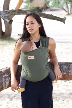 Rekbare Baby Draagdoek - Bam&Boe - Groen - Te Gebruiken Vanaf Geboorte - Van Super Zacht Bamboe