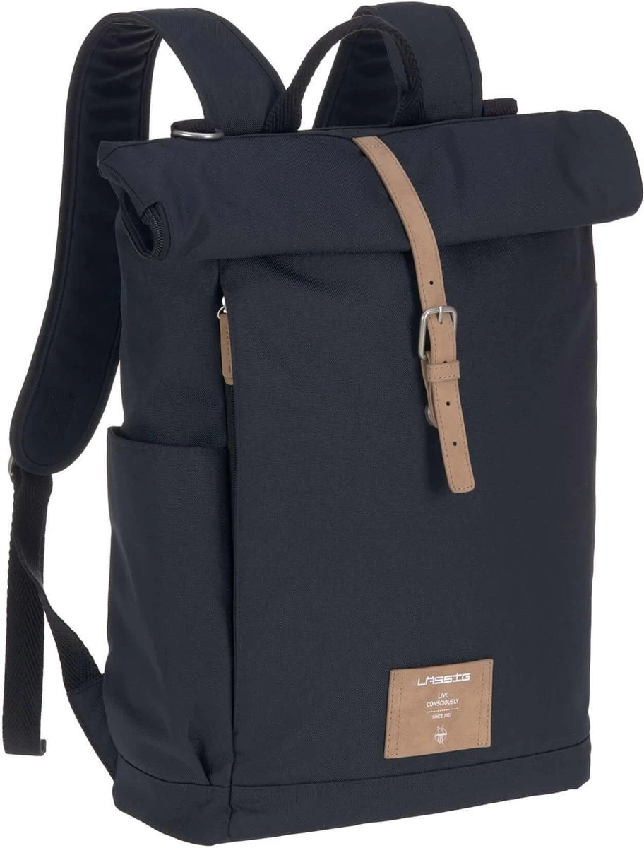 LÄSSIG Luiertas Rolltop Backpack Rugzak Incl Verschoningsmatje - Nacht Blauw 1 LÄSSIG Luiertas Rolltop Backpack Rugzak Incl Verschoningsmatje - Nacht Blauw