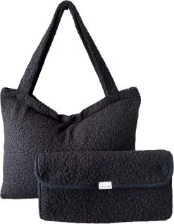 Mommy Bag / Grote Luiertas Zwart / Kinderwagen Luiertas / Teddy Set - Luiertas & Verschoonmat Joan’s Label Zwart / Baby / Met Rits