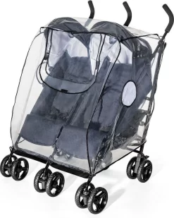 Reer - Regenhoes Tweelingwagen - Regenscherm Voor Dubbele Buggy En Kinderwagen - Hoes Voor Duo Buggy, Duowagen, Duo Kinderwagen - RainCover Twin